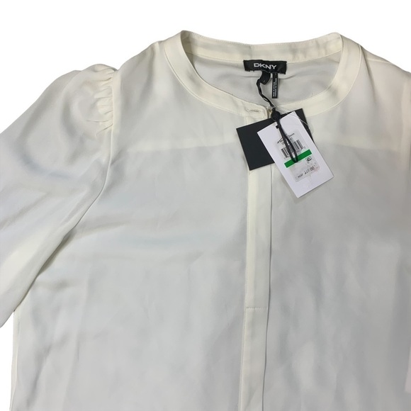 DKNY A Beautiful Storm Cream 3/4 Sleeve Career Work Wear Blouse Large - Picture 3 of 11